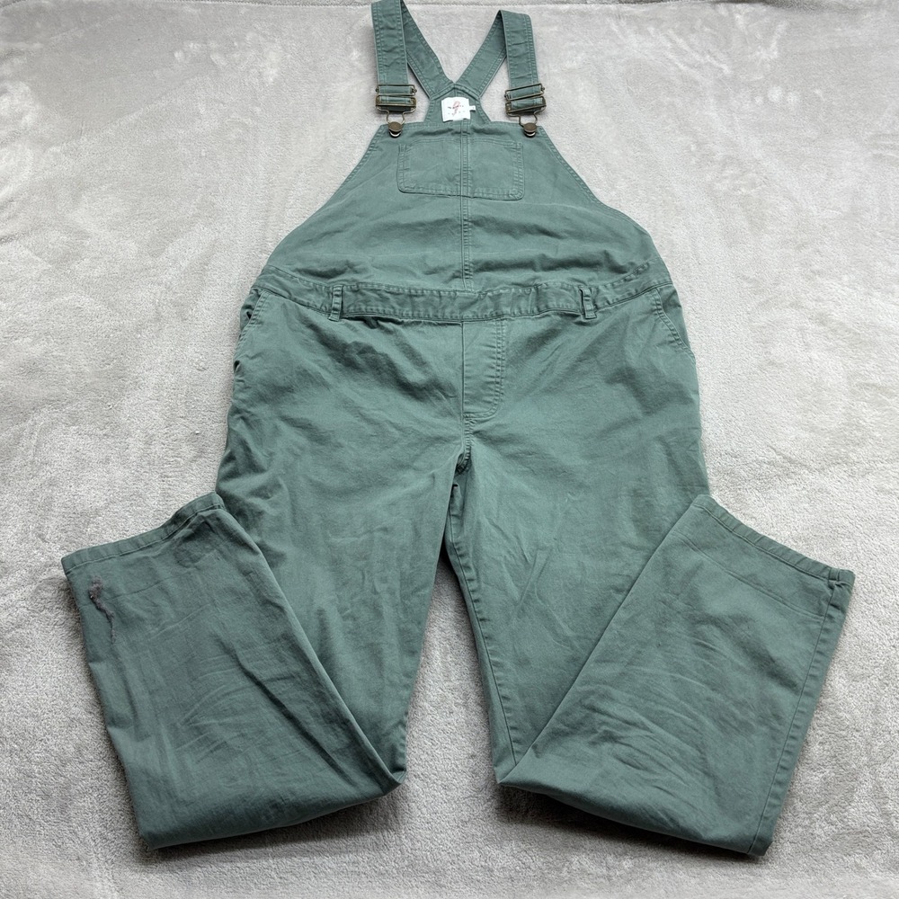 The Nines by Hatch Overalls Women's M Green Maternity Adjustable Twill Bib Boho